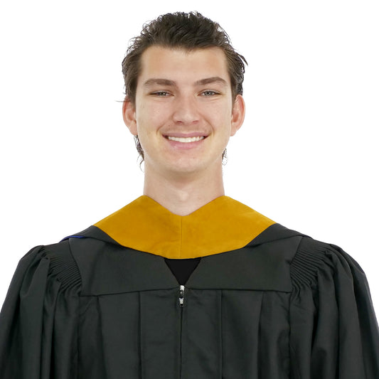 Deluxe Bachelors/Master Hood - Science Gold Velvet, Red & White