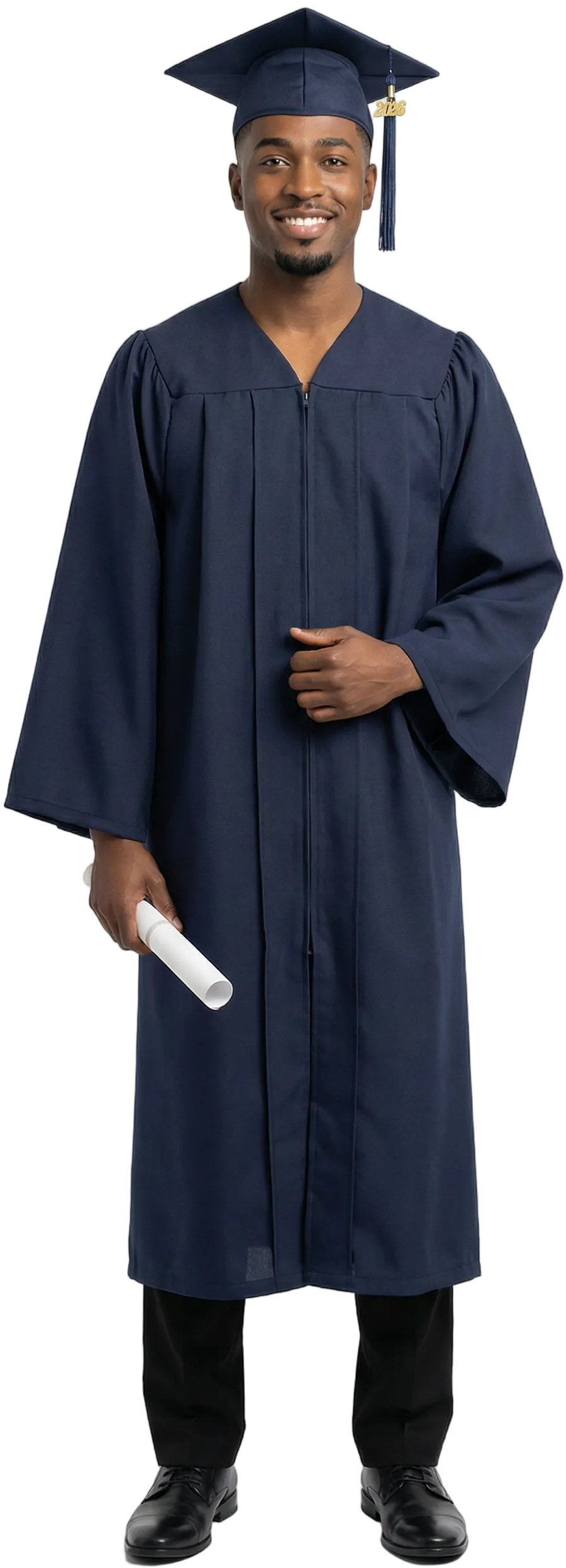 slim fit dress slacks Matte Navy Blue Bachelors Cap & Gown