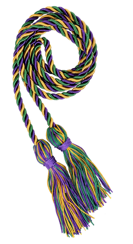 Purple, Emerald Green, and Gold Three Color Graduation Honor Cord - Graduation Cap and Gown