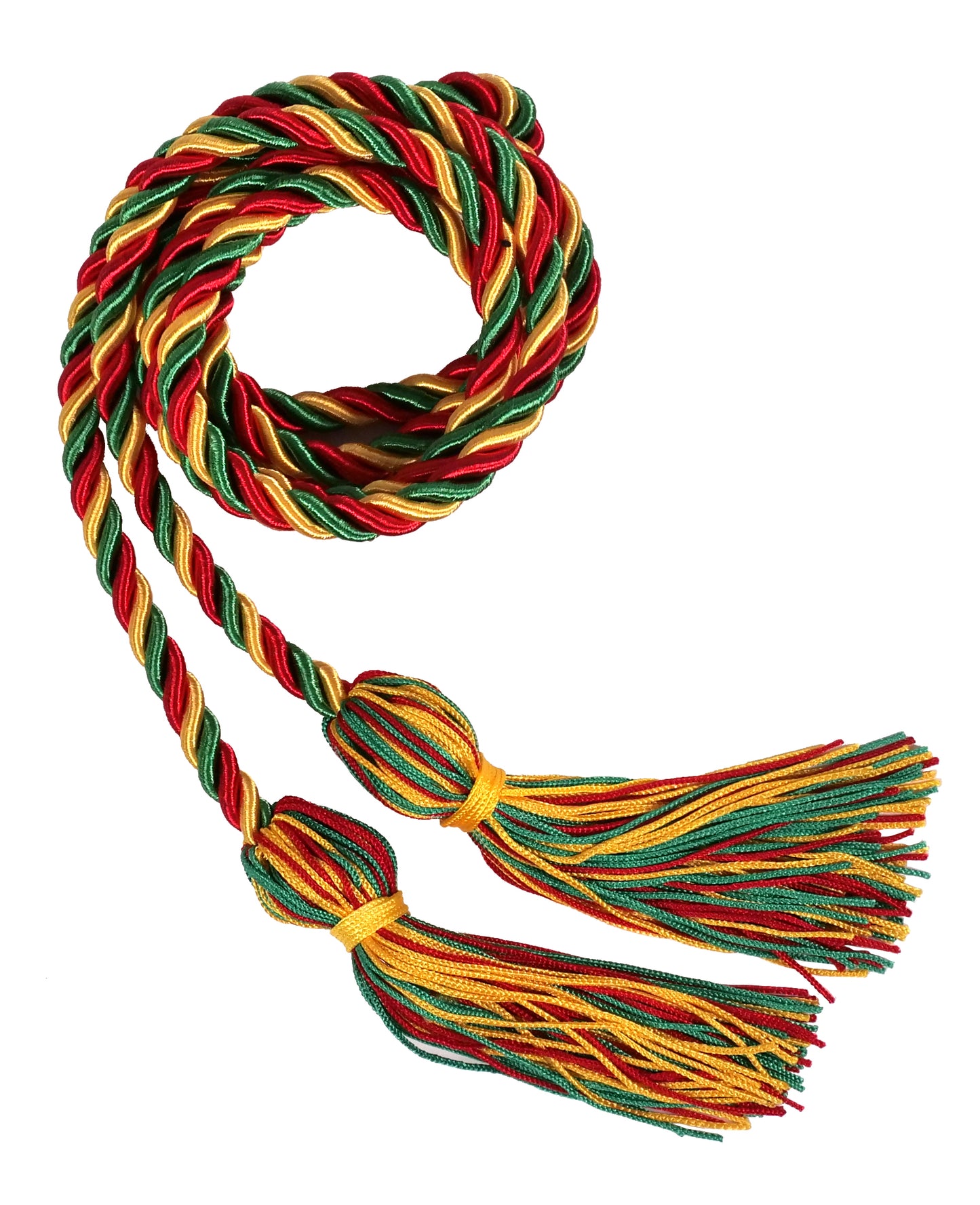 Red, Gold and Kelly Green Color Graduation Honor Cord - Graduation Cap and Gown