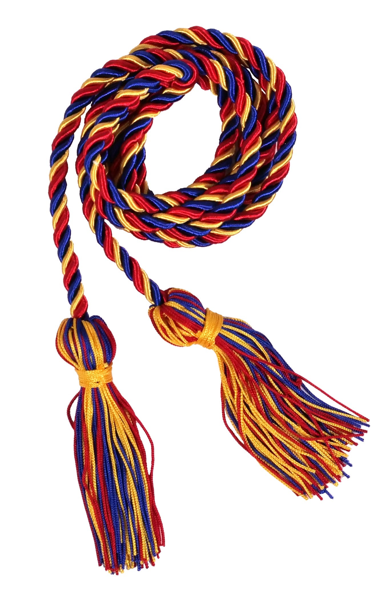 Red, Royal Blue and Gold Three Color Graduation Honor Cord - Graduation Cap and Gown