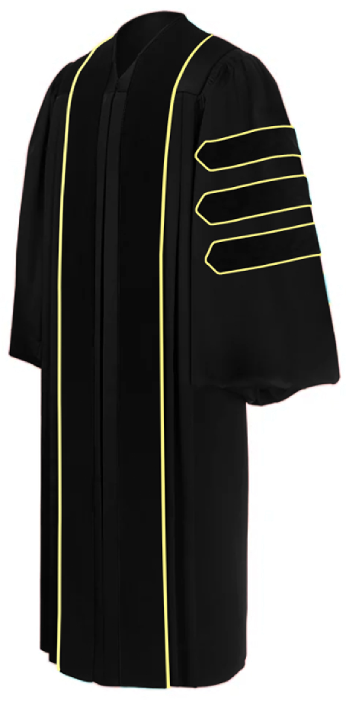 Doctoral Graduation Gown & 8-Side Tam - Gold Piping Academic Regalia For PhD Ceremonies