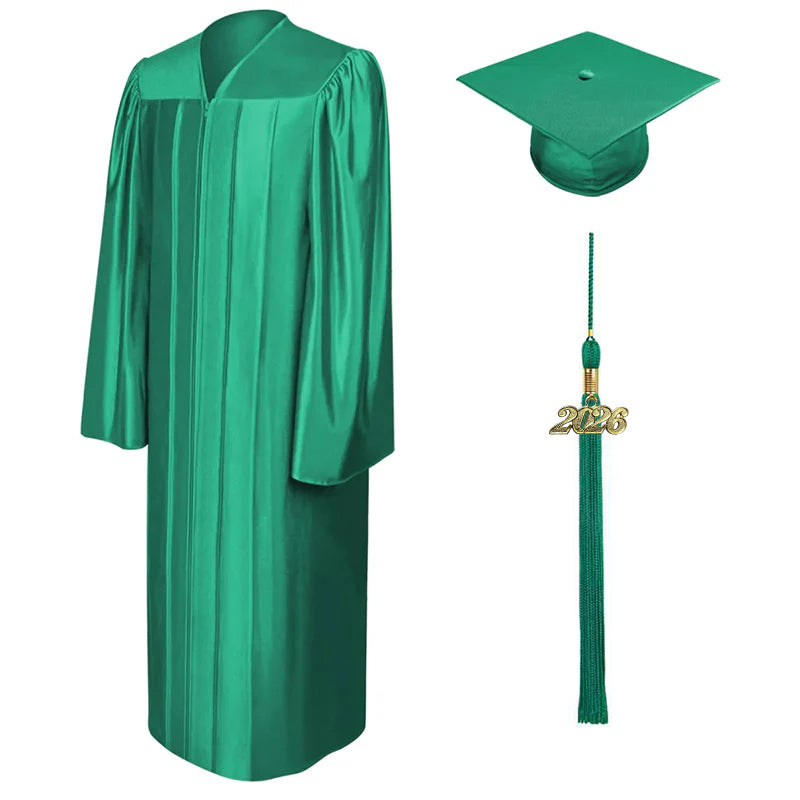 Shiny Emerald Green Graduation Cap & Gown 66 (6'9