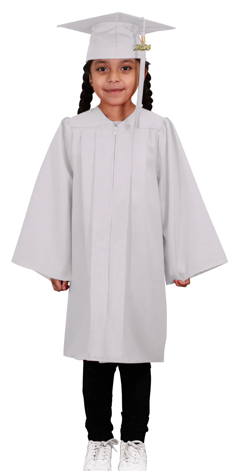 Child Matte White Graduation Cap & Gown - Preschool & Kindergarten 36 (4'3" - 4'5") Child Matte White Graduation Cap & Gown - Preschool & Kindergarten 36 (4'3" - 4'5")
