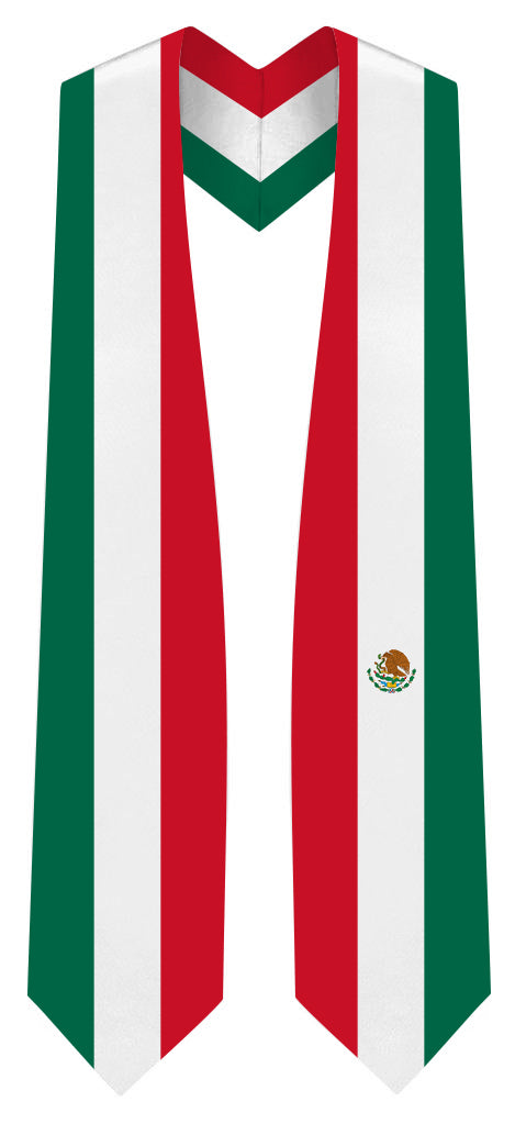 Mexico Graduation Stole - Mexico Flag Sash V Style Neckline Mexico Graduation Stole - Mexico Flag Sash V Style Neckline
