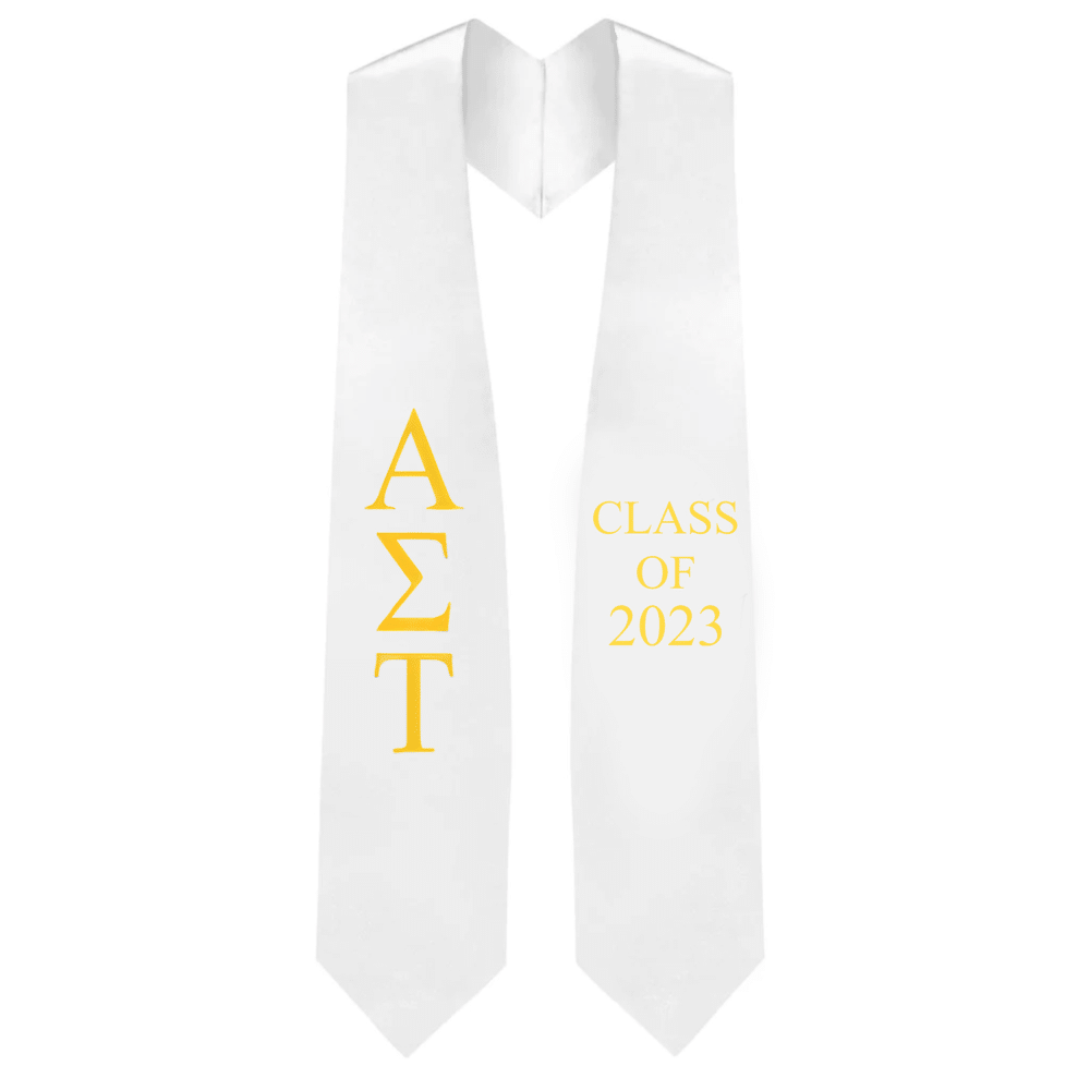 Alpha Sigma Tau Greek Lettered Stole w/ Year