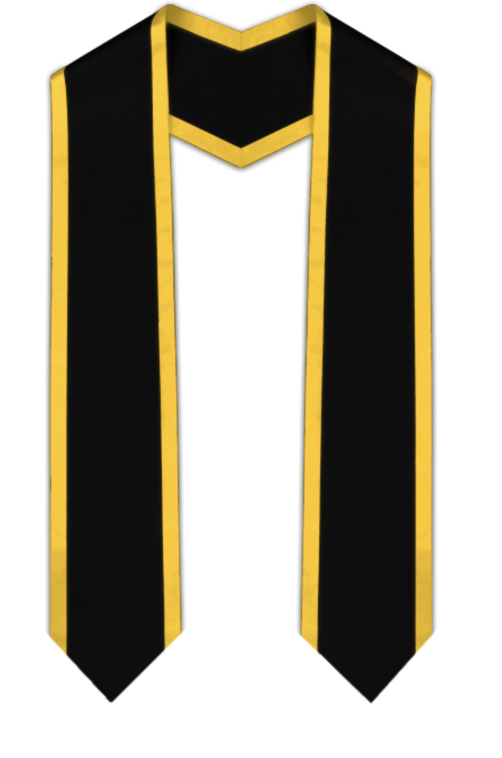 Black Pointed Graduation Stole with Gold Trim Black Pointed Graduation Stole with Gold Trim