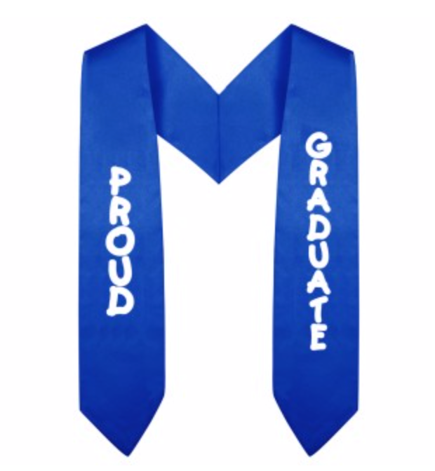 Royal Blue Imprinted Preschool / Kindergarten Graduation Stole - Graduation Cap and Gown