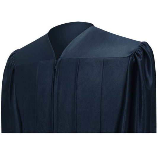 Shiny Navy Blue High School Graduation Cap and Gown