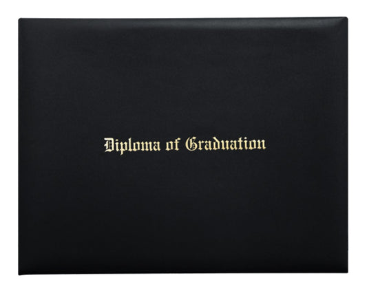 Black Imprinted Diploma Cover - High School Diploma Covers - Graduation Cap and Gown