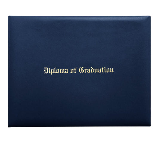 Navy Blue Imprinted Diploma Cover - High School Diploma Covers - Graduation Cap and Gown