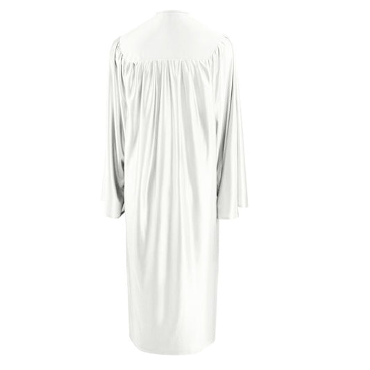 Shiny White High School Graduation Gown - Graduation Cap and Gown