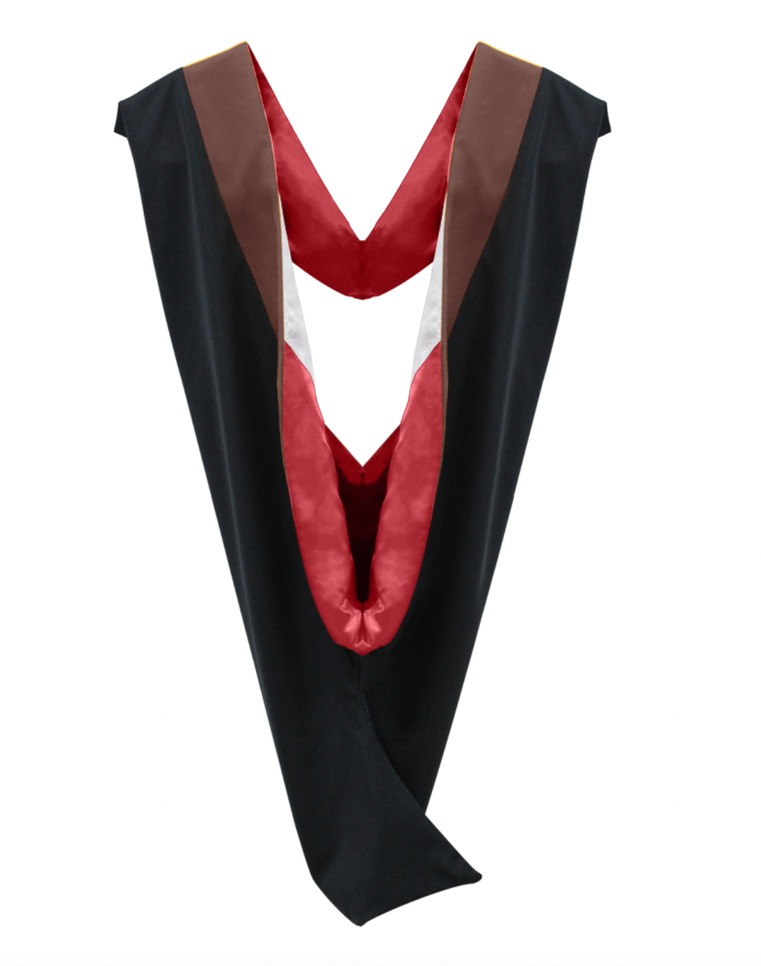 Deluxe Bachelors/Master Hood - Brown Velvet, Red & White