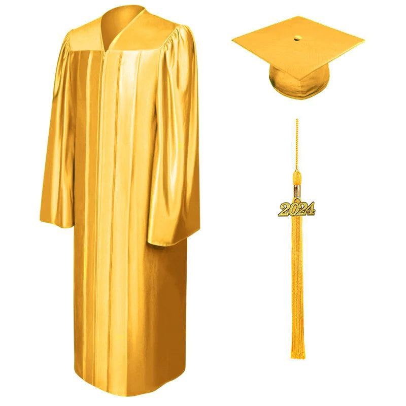 Shiny Antique Gold High School Graduation Cap & Gown