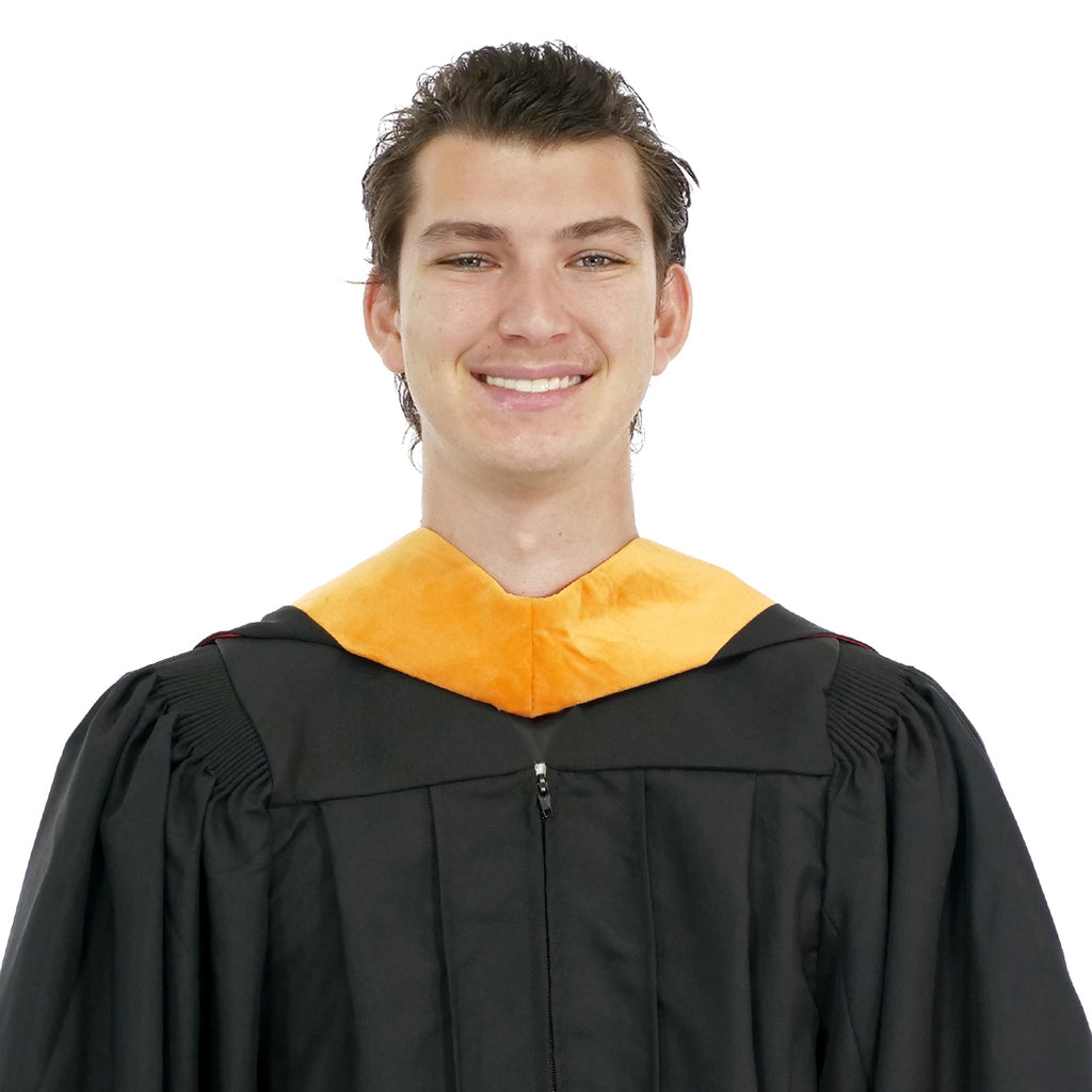 Deluxe Bachelors/Master Hood - Apricot Velvet, Royal Blue & White