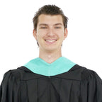 Deluxe Bachelors/Master Hood - Light Blue Velvet, Navy & White