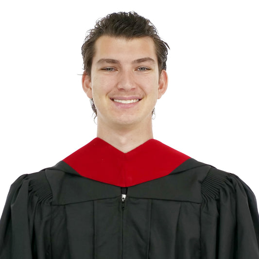 Deluxe Bachelors/Master Hood - Scarlet Velvet, Red & White