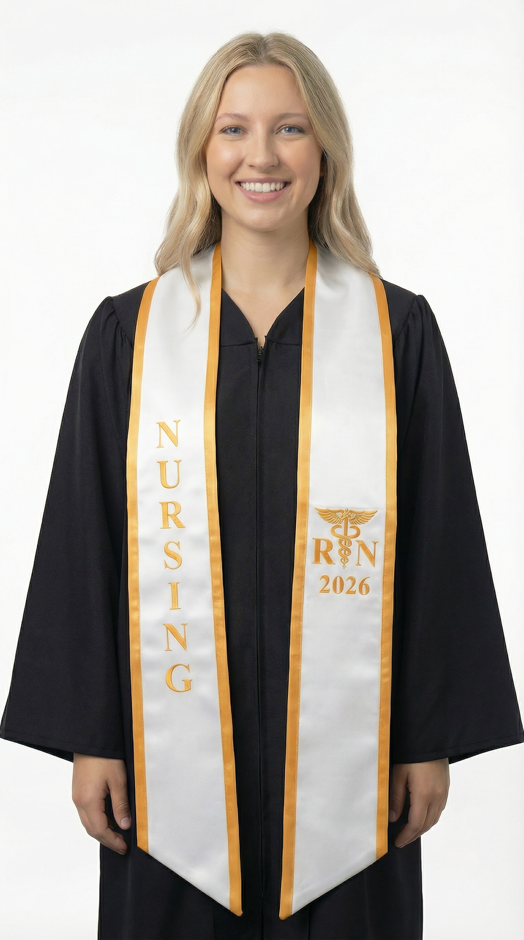 2026 RN Nursing Graduation Stole with Trim - Graduation Cap and Gown