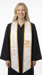 2026 RN Nursing Graduation Stole with Trim - Graduation Cap and Gown