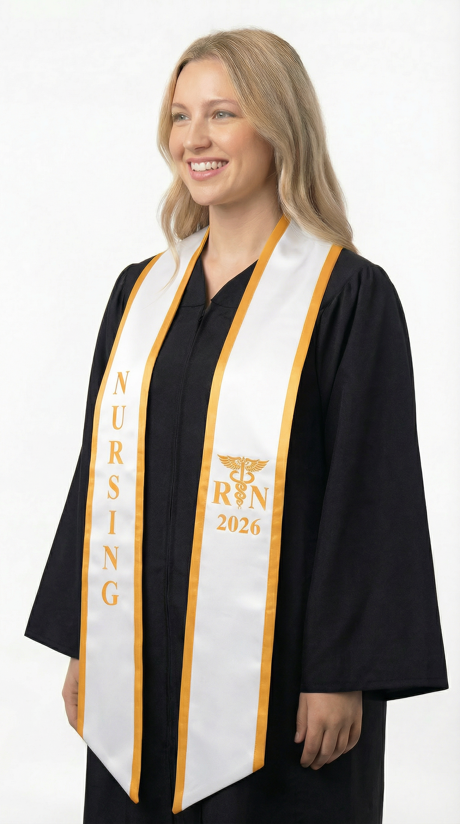 2026 RN Nursing Graduation Stole with Trim Royal Blue + White 2026 RN Nursing Graduation Stole with Trim Royal Blue + White