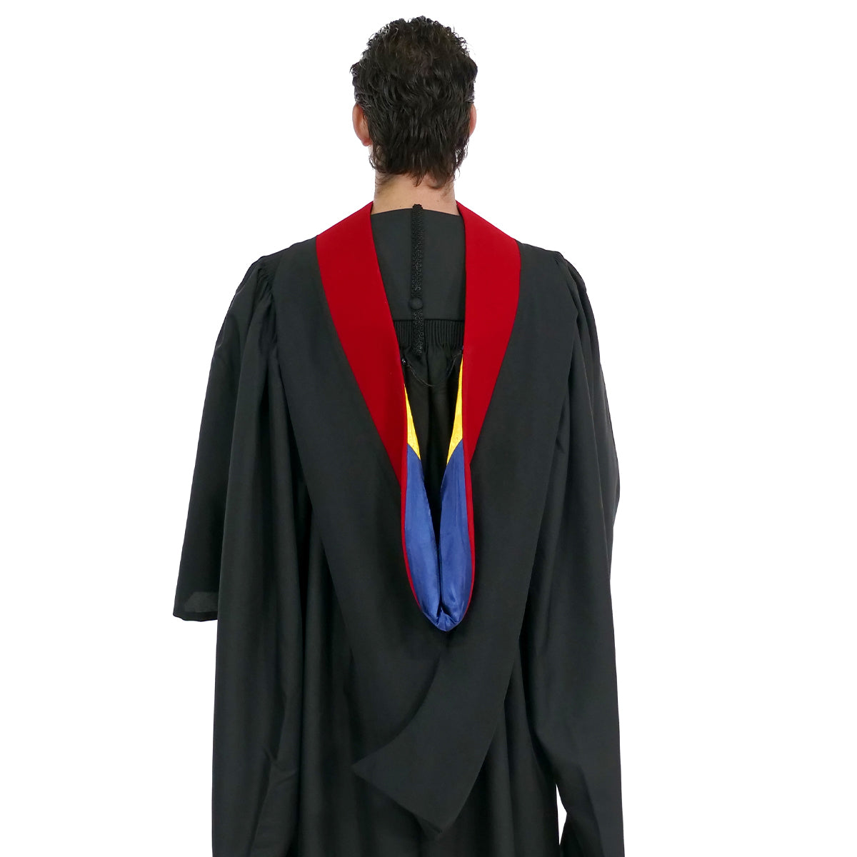 Deluxe Bachelors/Master Hood - Scarlet Velvet, Dark Blue & Golden Yellow