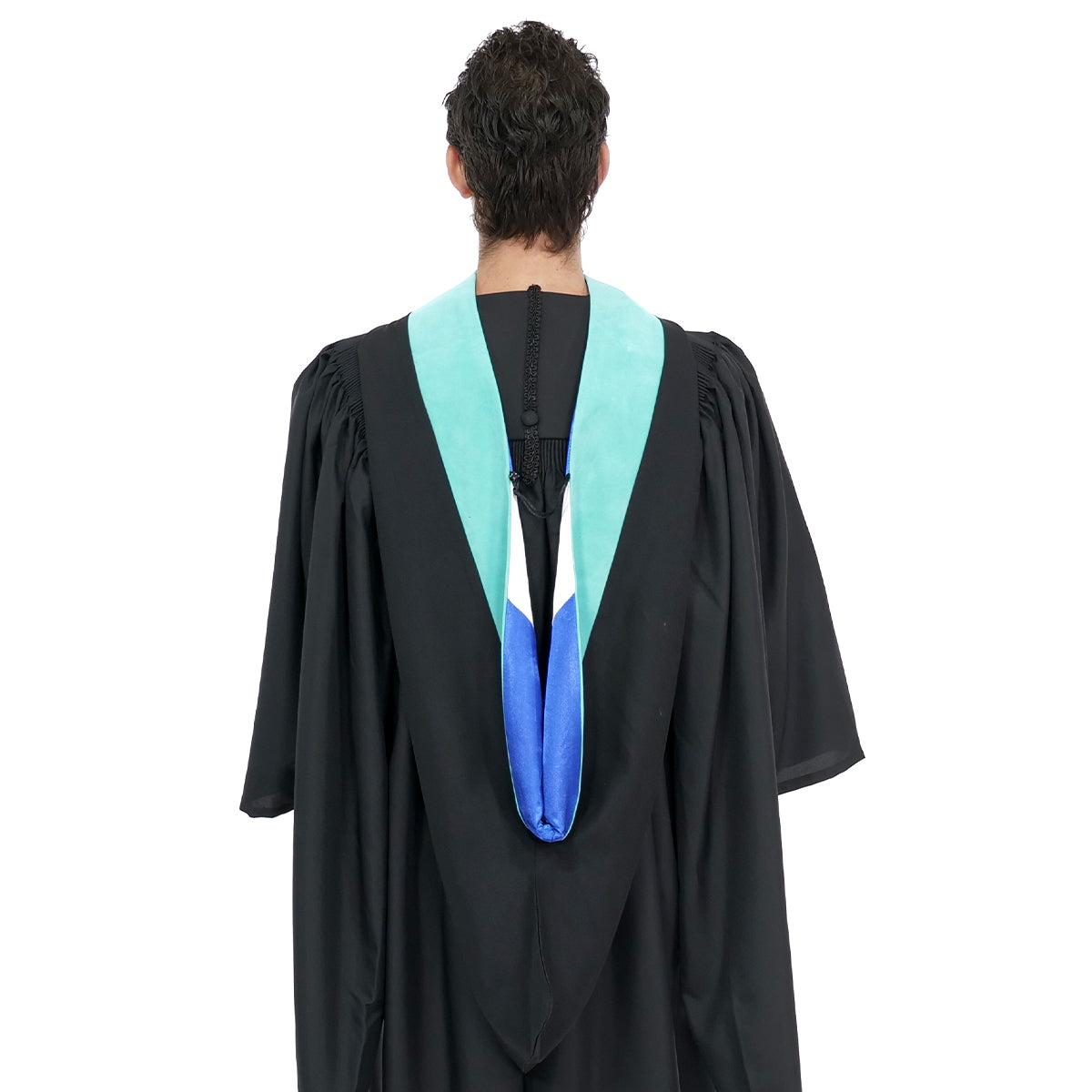 Deluxe Bachelors/Master Hood - Light Blue Velvet, Royal Blue & White