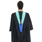 Deluxe Bachelors/Master Hood - Peacock Blue Velvet, Royal Blue & White