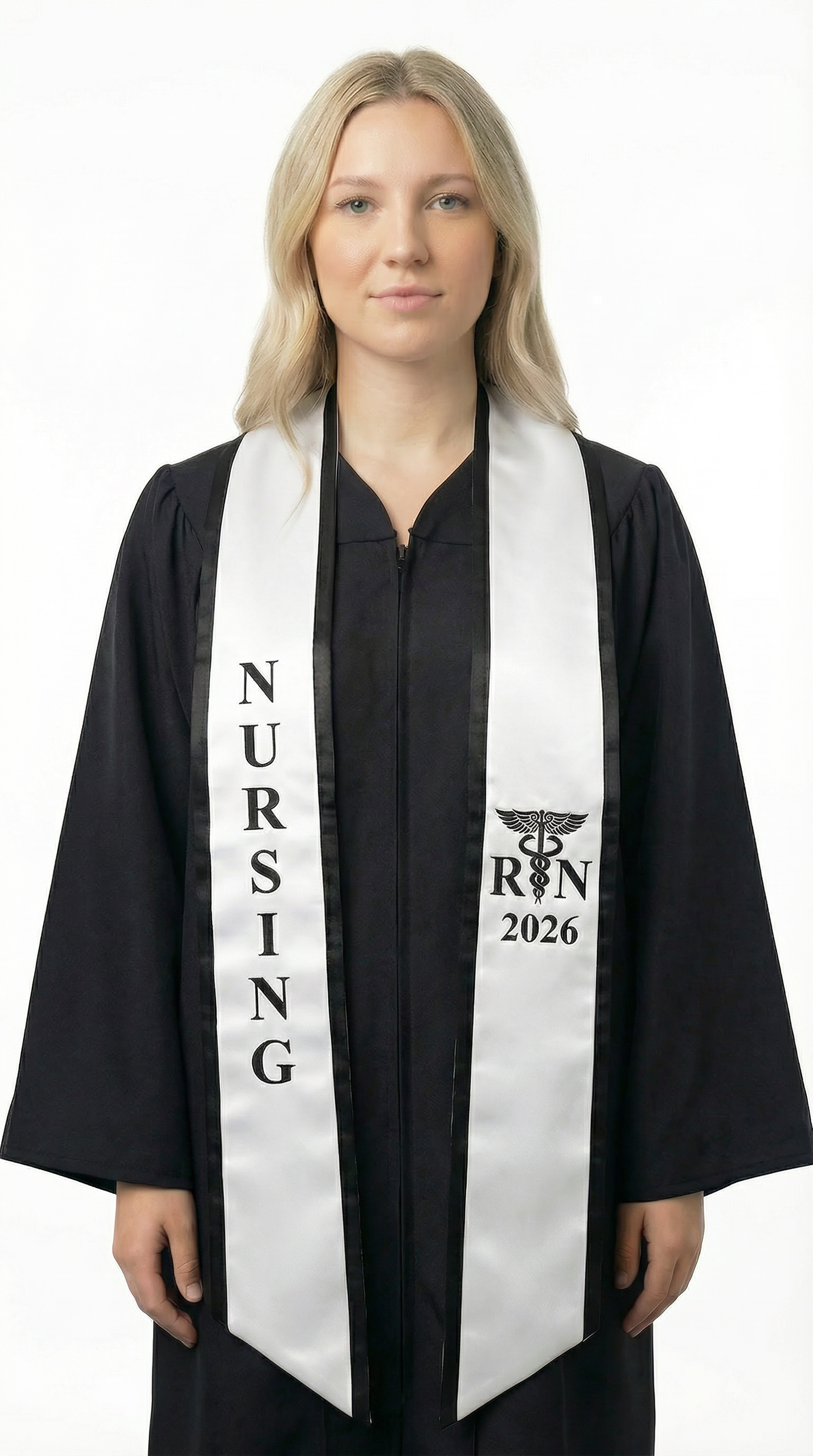 2026 RN Nursing Graduation Stole with Trim - Graduation Cap and Gown