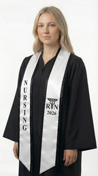 2026 RN Nursing Graduation Stole with Trim - Graduation Cap and Gown