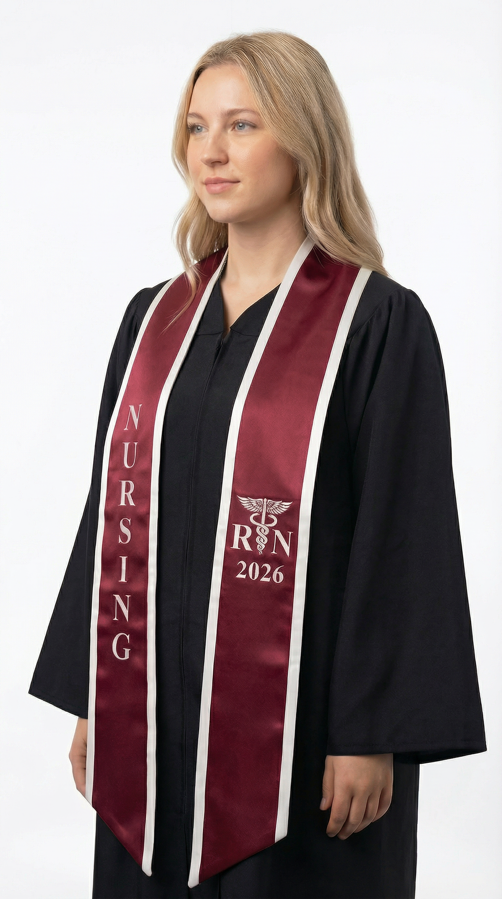 2026 RN Nursing Graduation Stole with Trim - Graduation Cap and Gown