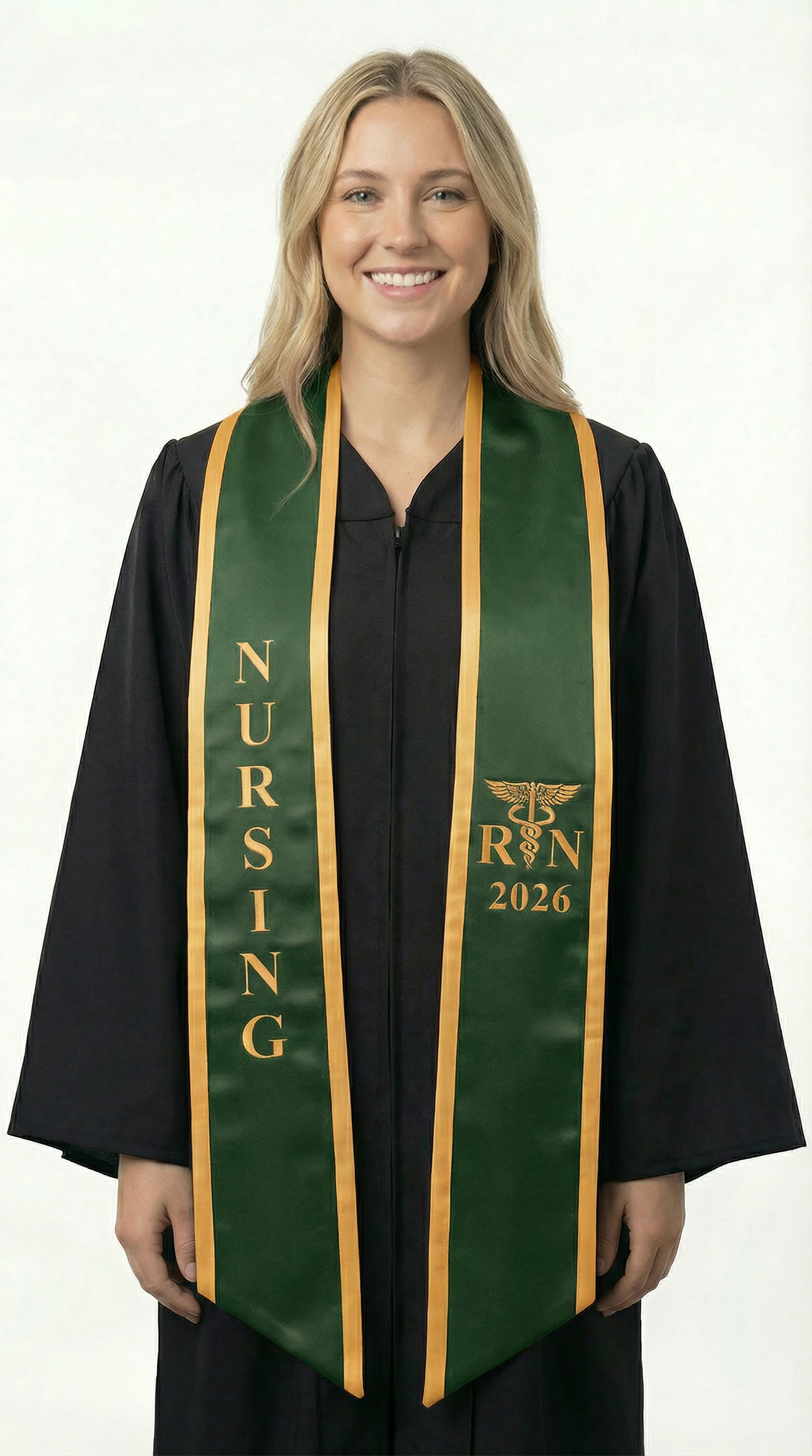 2026 RN Nursing Graduation Stole with Trim - Graduation Cap and Gown