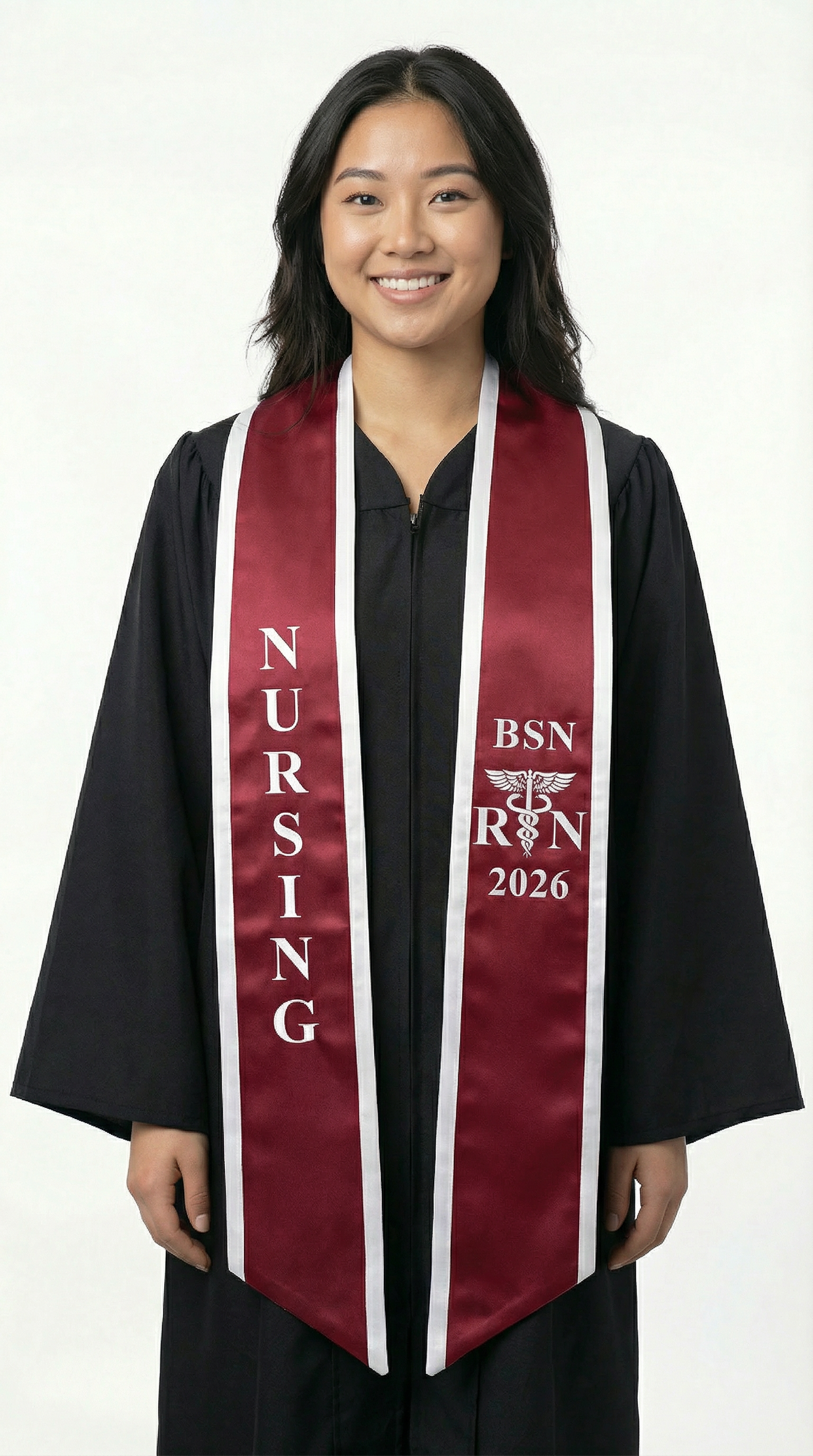 2026 BSN Nursing Graduation Stole with Trim - Graduation Cap and Gown