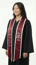 2026 BSN Nursing Graduation Stole with Trim - Graduation Cap and Gown