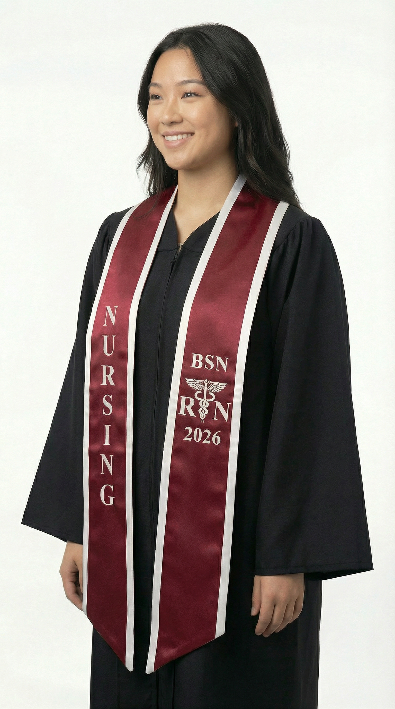 2026 BSN Nursing Graduation Stole with Trim - Graduation Cap and Gown