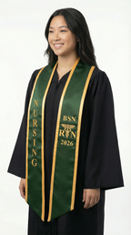 2026 BSN Nursing Graduation Stole with Trim - Graduation Cap and Gown