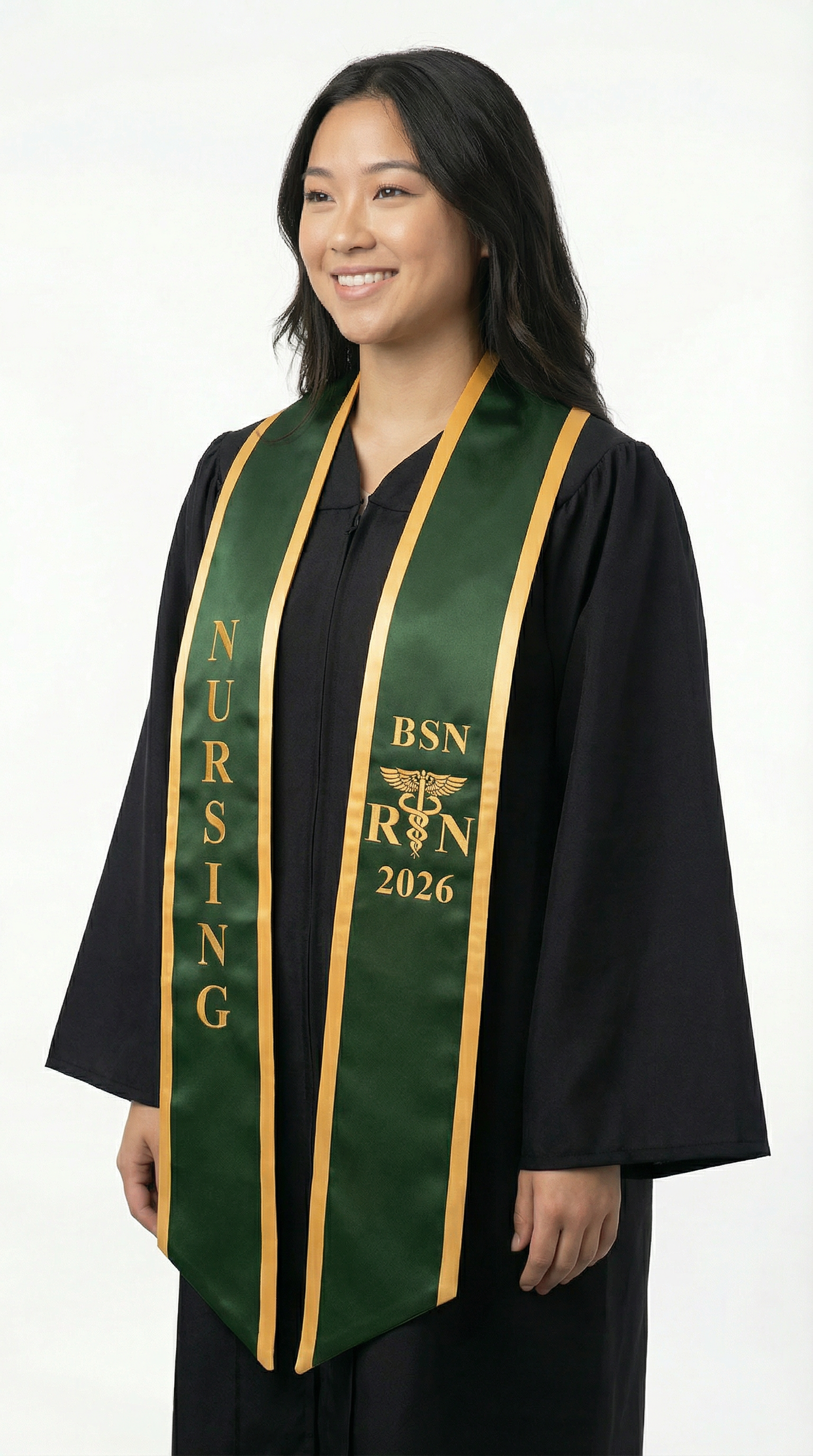 2026 BSN Nursing Graduation Stole with Trim - Graduation Cap and Gown