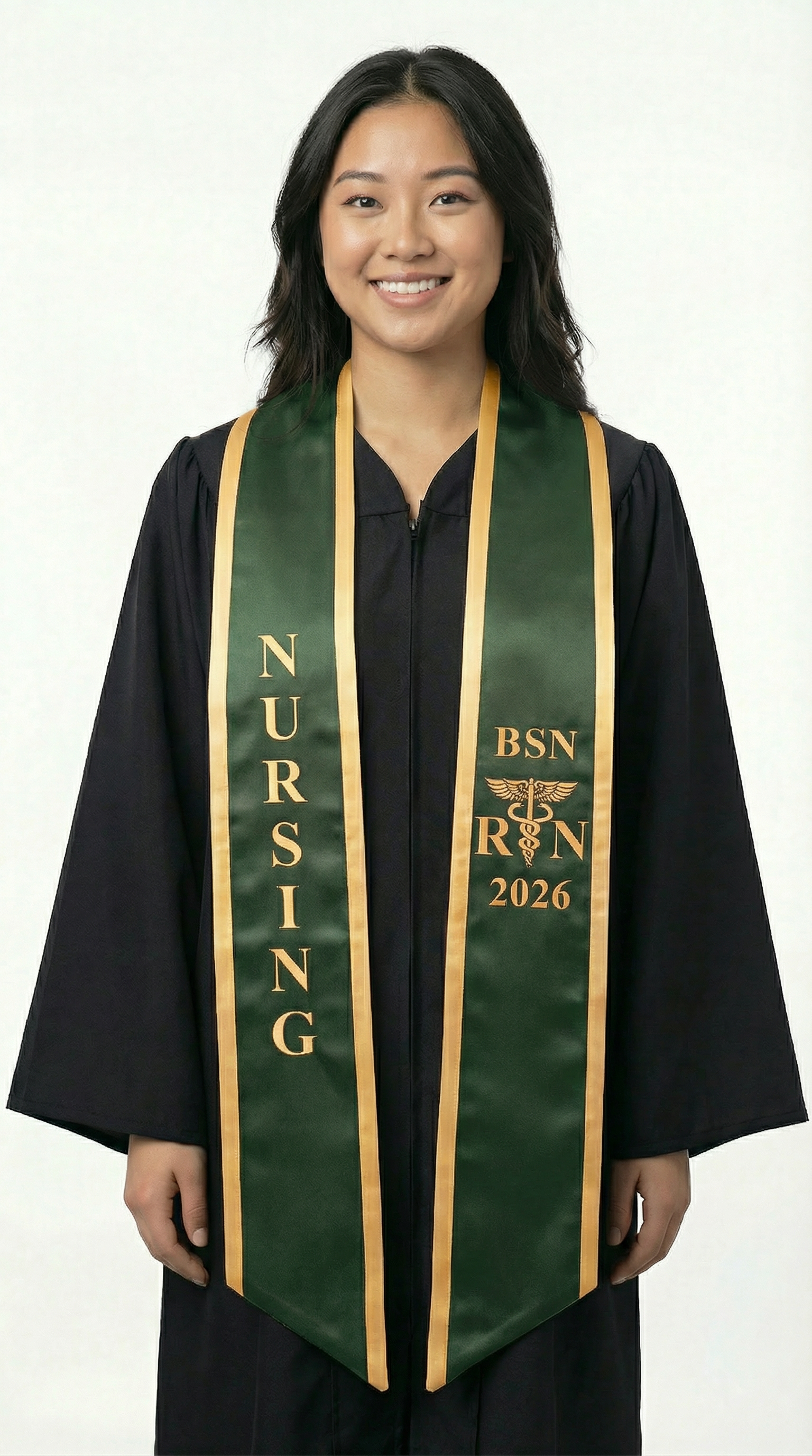 2026 BSN Nursing Graduation Stole with Trim - Graduation Cap and Gown