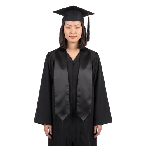 Black Graduation Stole - Black College & High School Stoles