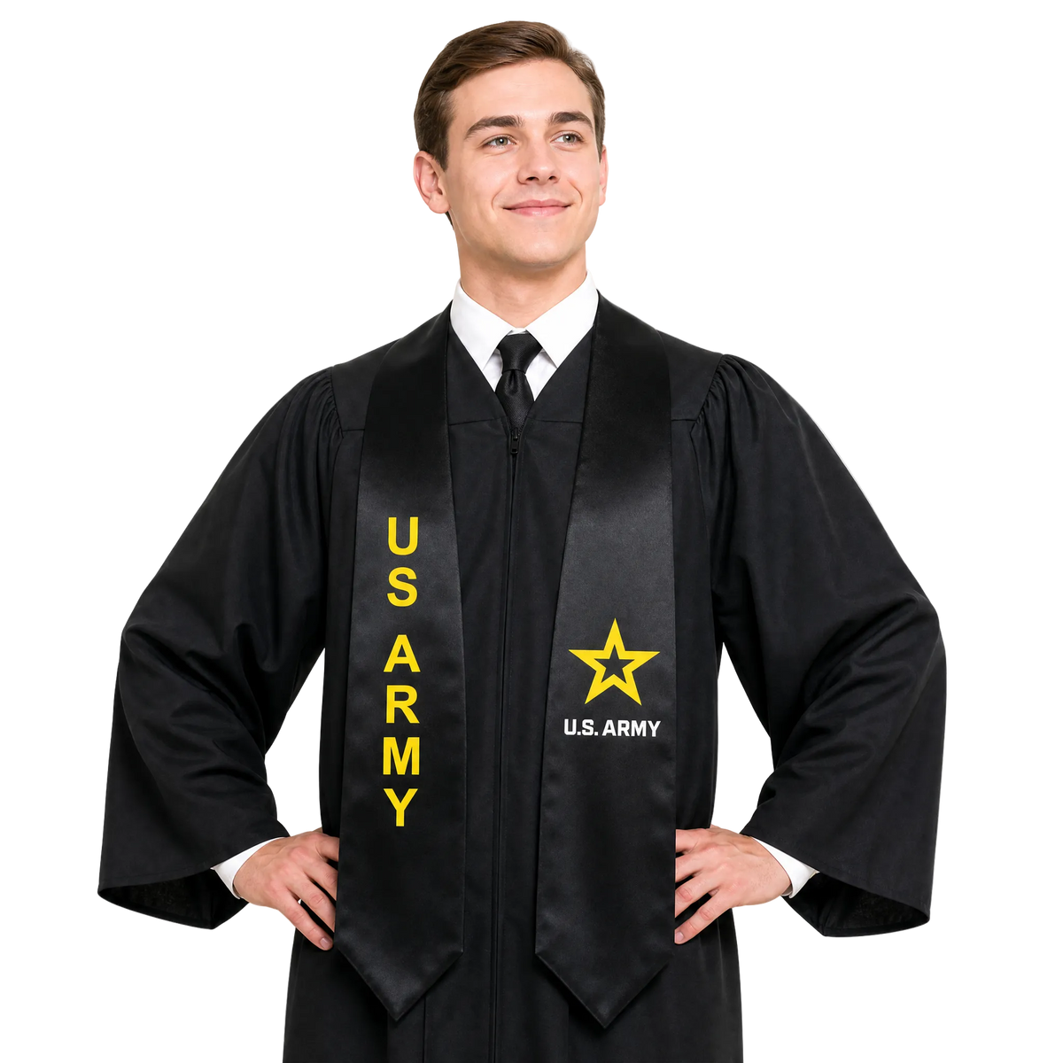 Black U.S. Army graduation stole with new Army logo.