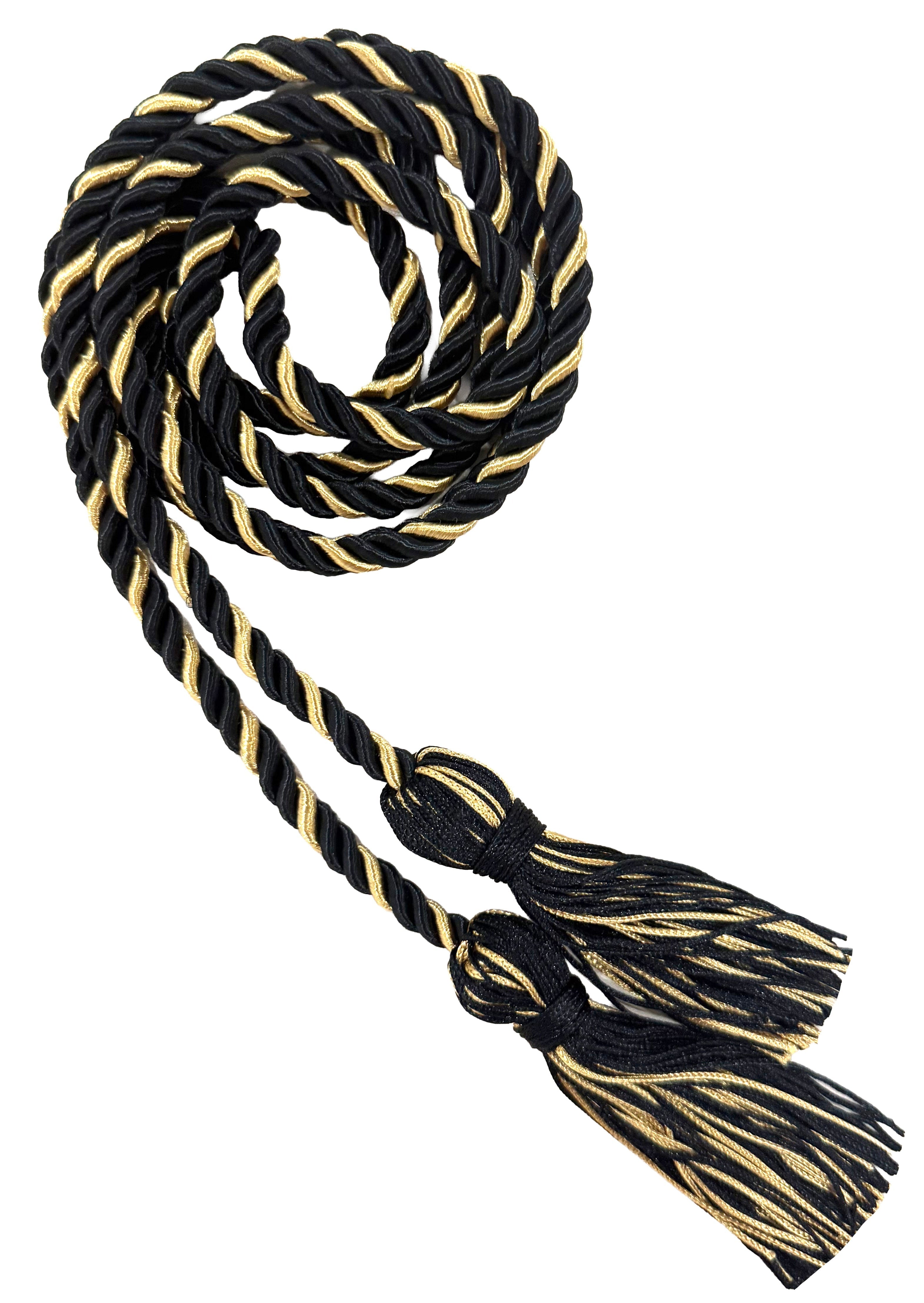 Black and Antique Gold Two Color Graduation Honor Cord - Graduation Cap and Gown