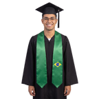 Brazil flag graduation stole with the Brazil flag design, worn as a graduation sash.