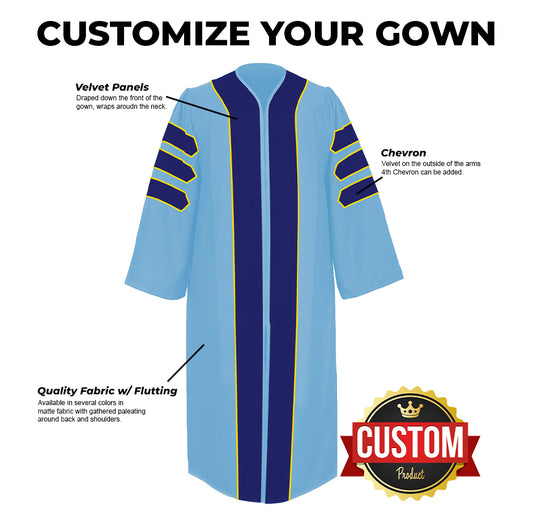 Custom Classic Doctoral Gown, Tam and Hood Package