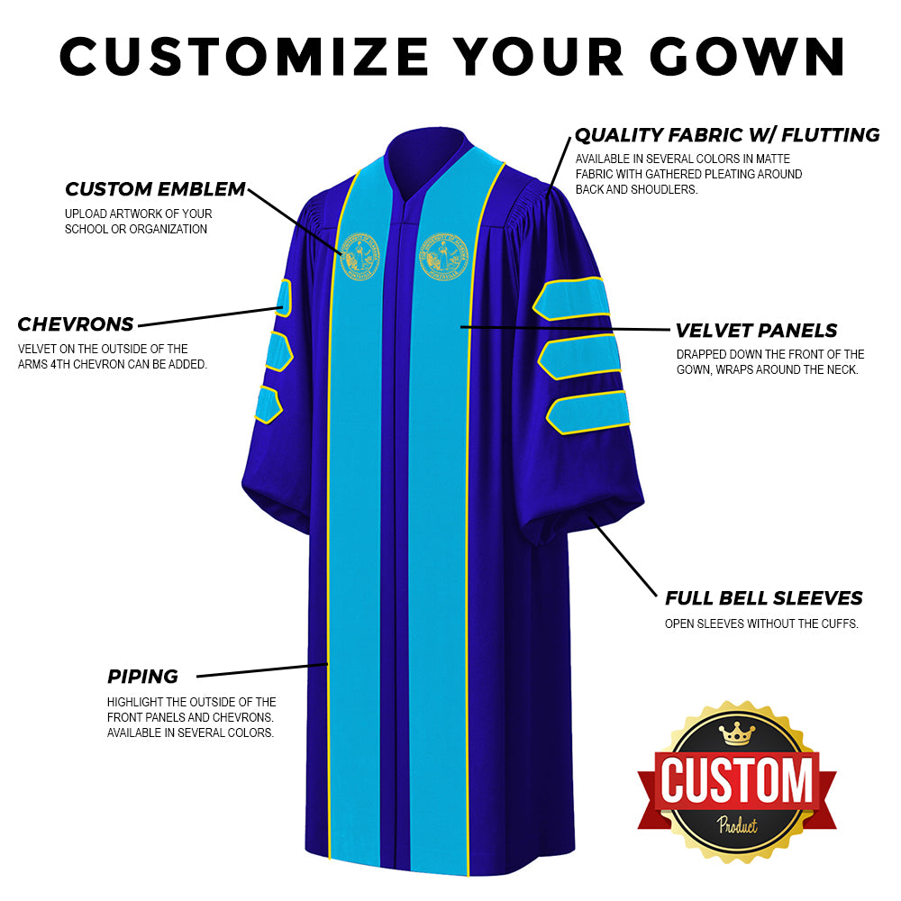 Custom Doctoral Graduation Gown - Doctorate Regalia - Graduation Cap and Gown