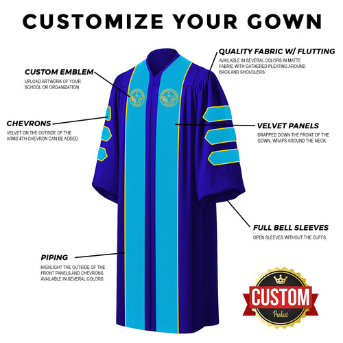 Custom Doctoral Graduation Gown - Doctorate Regalia - Graduation Cap and Gown