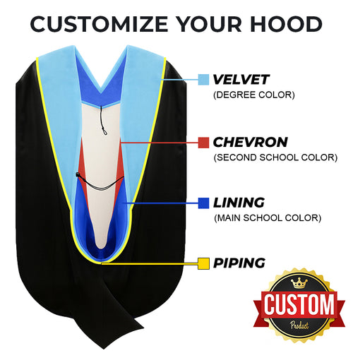 Deluxe Doctoral Graduation Custom Hood - Academic Regalia