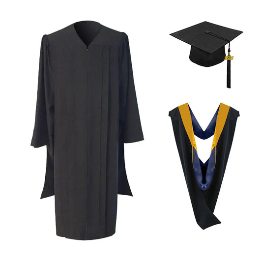 Masters Cap, Gown & Hood Package for Cal State Maritime Academy Graduation - Graduation Cap and Gown