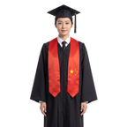 China flag graduation stole with the China flag design, worn as a graduation sash.