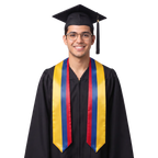 Colombia flag graduation stole with the Colombia flag design, worn as a graduation sash.