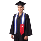 Cuba flag graduation stole with the Cuba flag design, worn as a graduation sash.