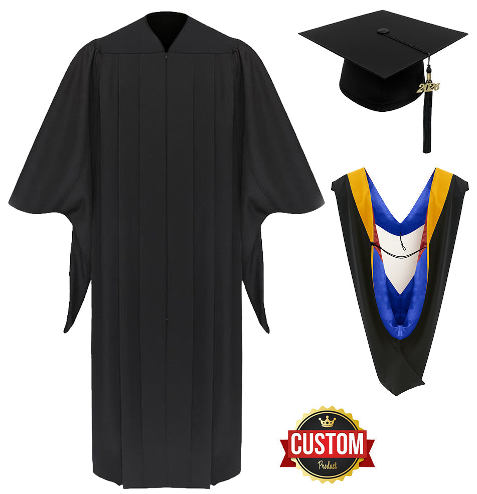 Deluxe Masters Graduation Cap, Gown, Tassel & Hood Package - Graduation Cap and Gown